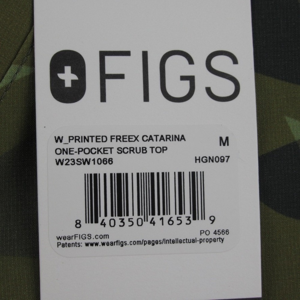 FIGS Printed FreeX Catarina One-Pocket Scrub Top Green Camo W23SW1066 Womens M - Picture 3 of 8